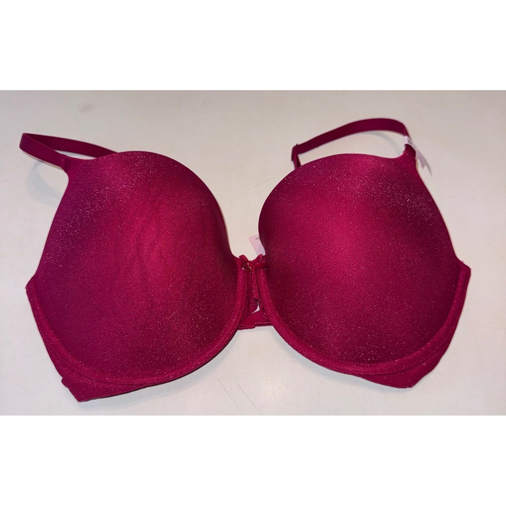 NWT Victorias Secret Perfect Shape Push Up Bra 34DDD Red Shimmer Shine Underwire